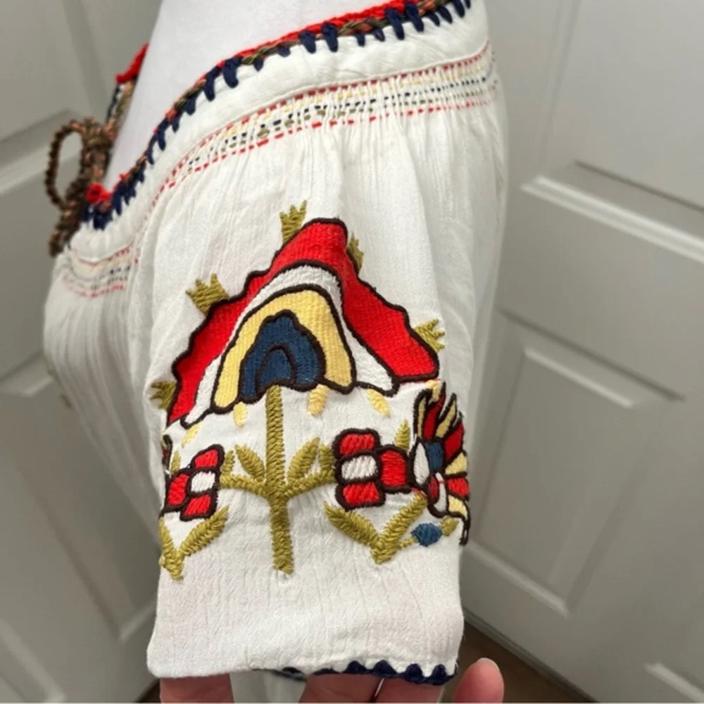 Free People White Embroidered Maxi Dress Boho Cottagecore Hippy Y2K Romance 43” - Picture 8 of 14